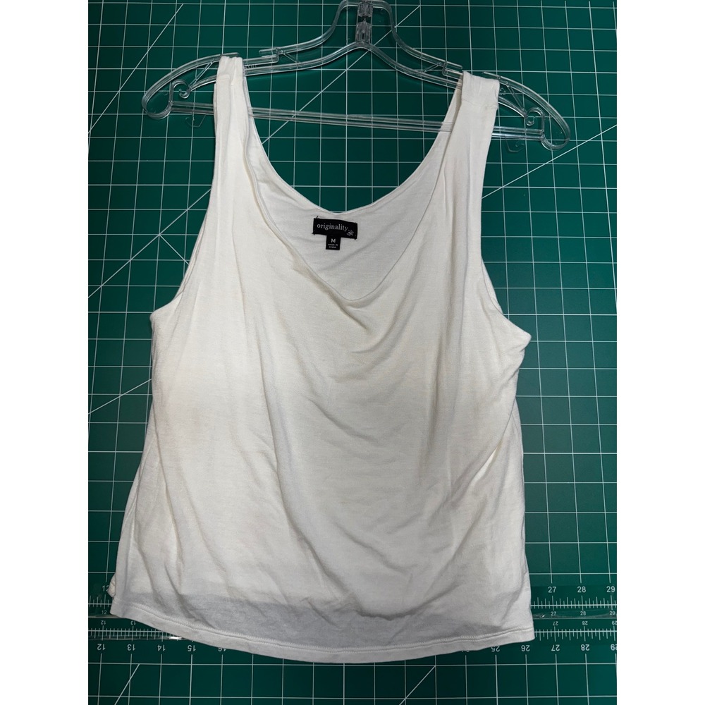 Originality Womens White Scoop Neck Tank Top Size Medium Knit Sleeveless Shell